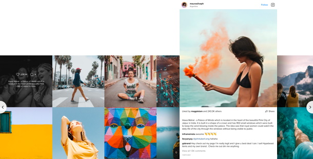 Flux Instagramsur le site web