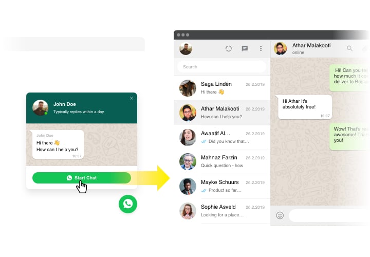 Plug-in per chat dal vivo Whatsapp di Squarespace