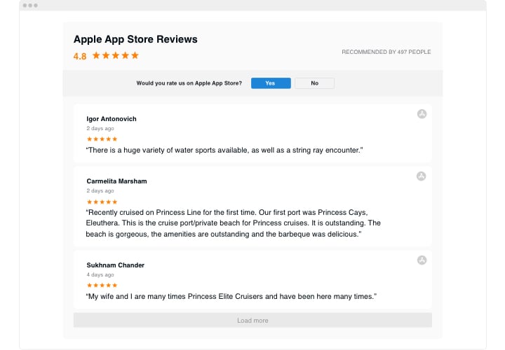 Виджет обзоров Webnode Apple App Store