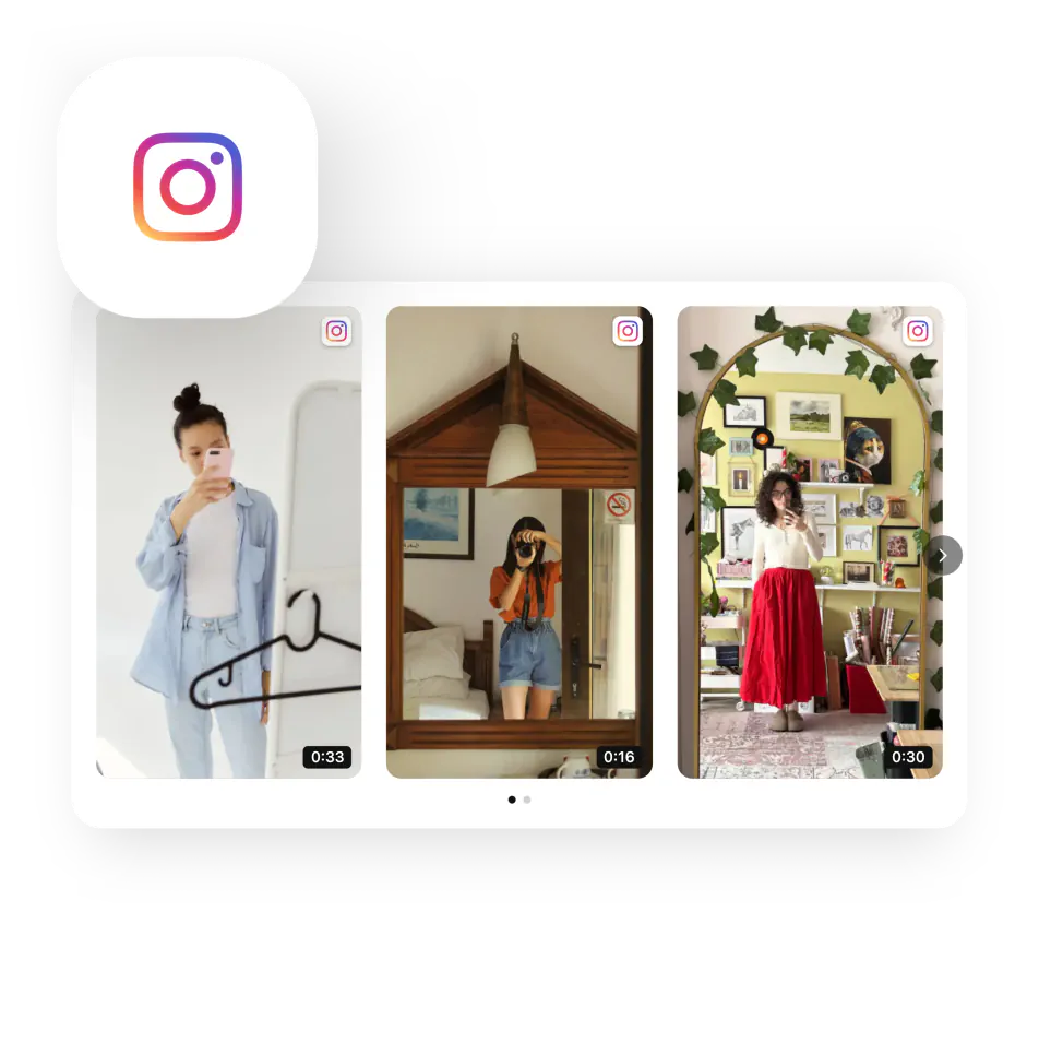Card — the gallery fed by Instagram Reels, the Instagram Reels tile