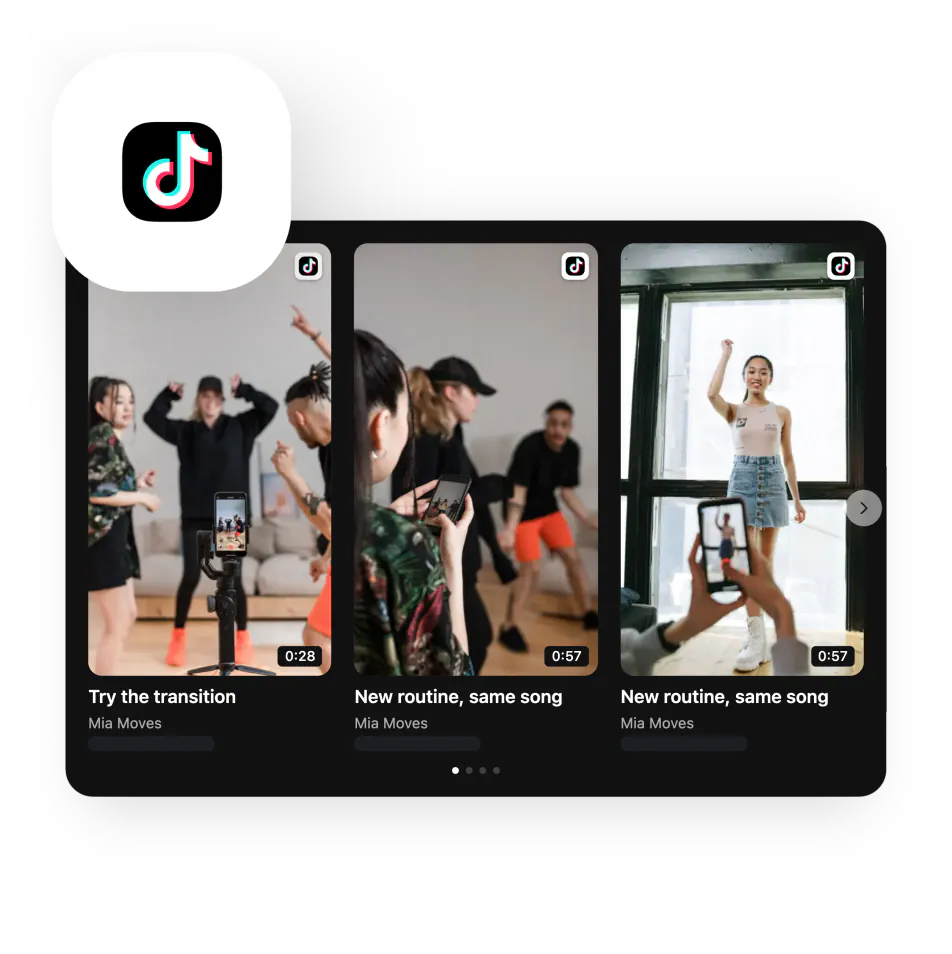Card — the gallery fed by TikTok, the TikTok tile