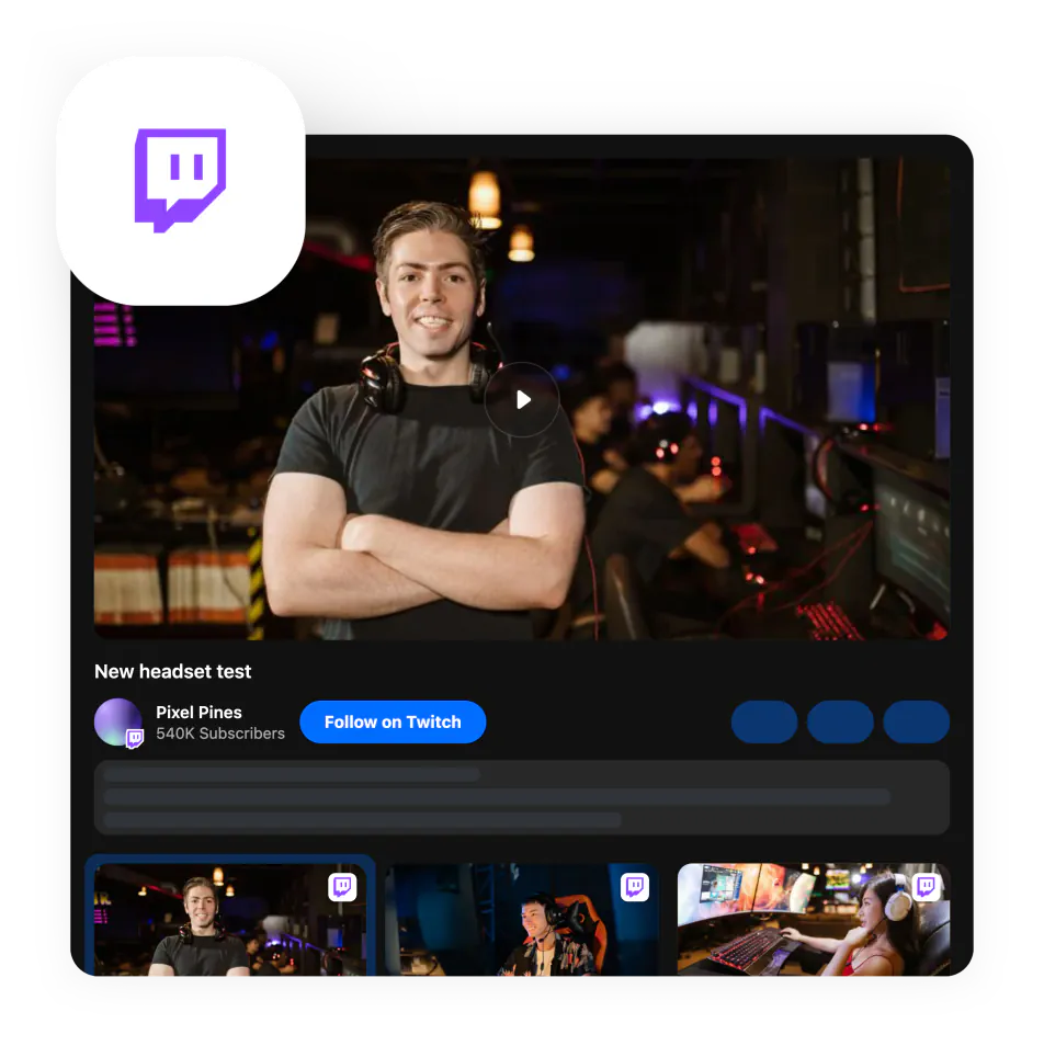 Card — the gallery fed by Twitch, the Twitch tile
