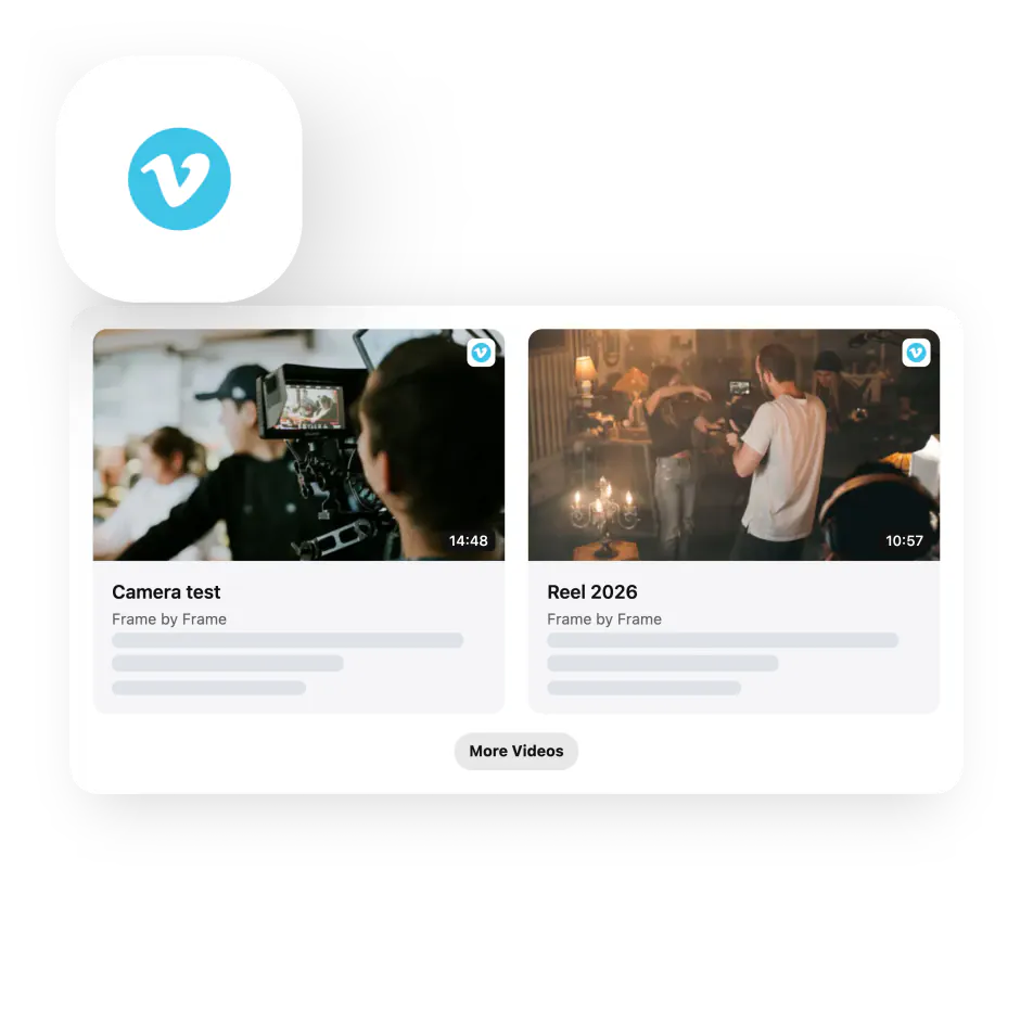 Card — the gallery fed by Vimeo, the Vimeo tile