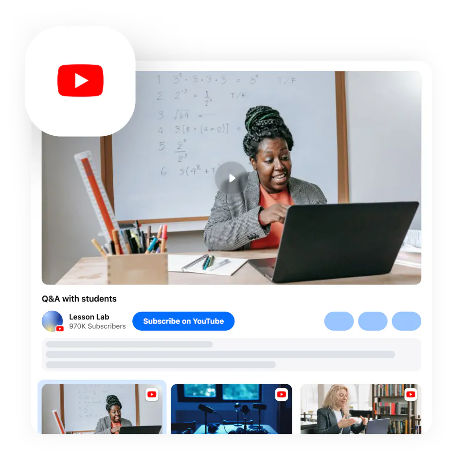 Card — the gallery fed by YouTube, the YouTube tile