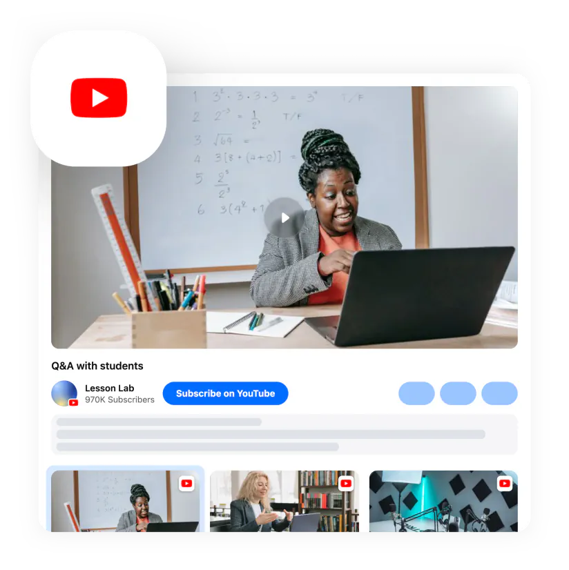 Card — the youtube video player preset, with the youtube tile, straight on