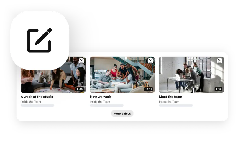 Any video by link — a collection of hosted videos in a grid
