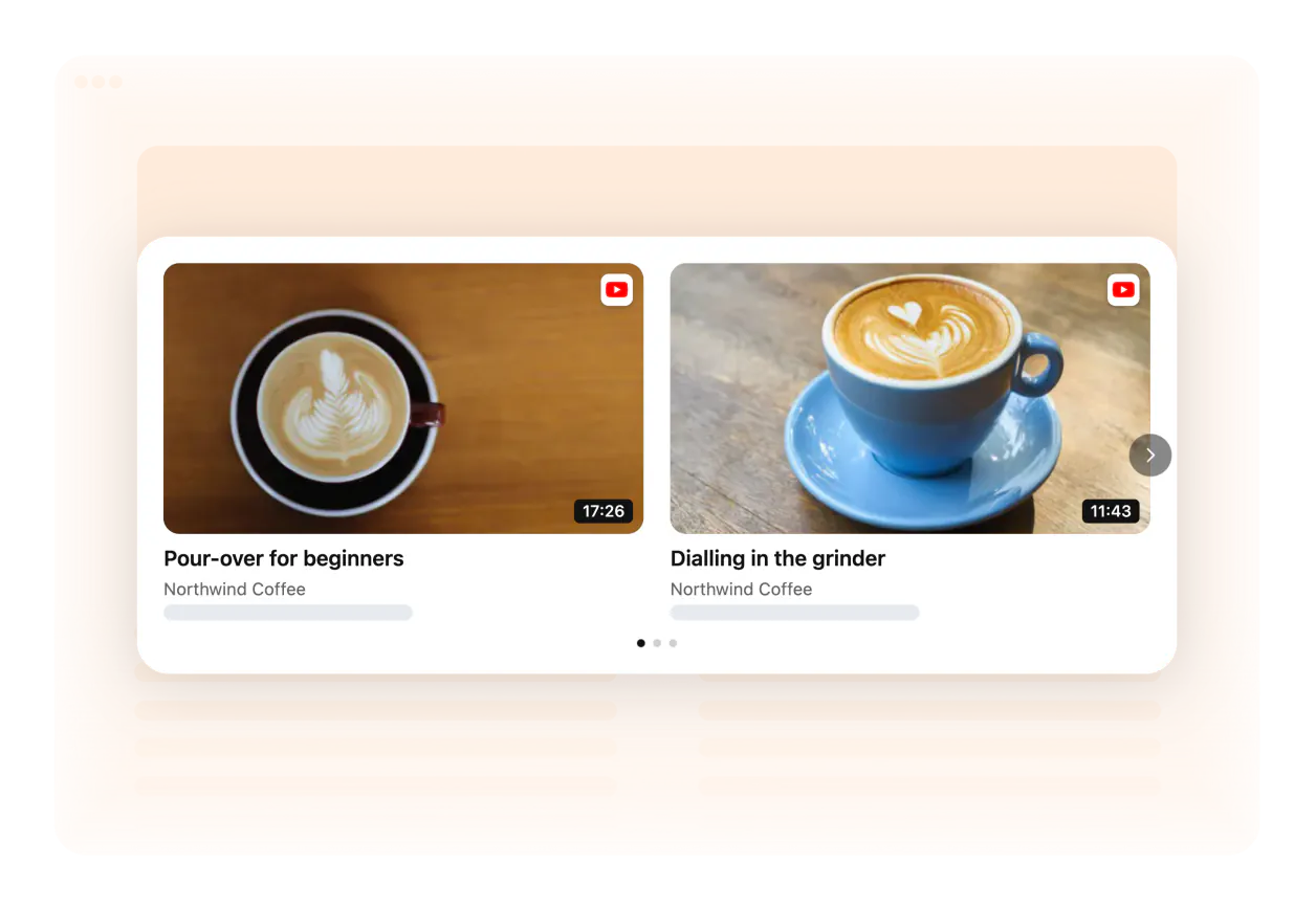 Example — Northwind Coffee: how-to-brew videos on a product page