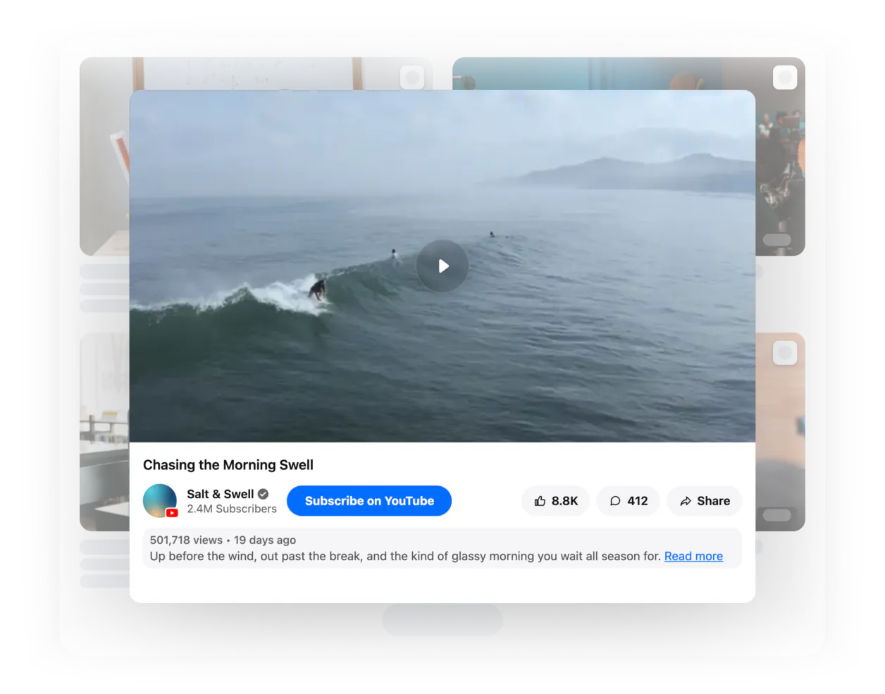 A video opened in the classic viewer, standing over the gallery it opened from