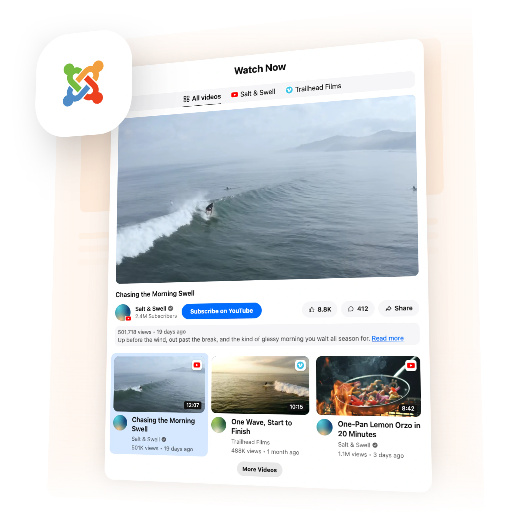 Platform page — the gallery on a joomla site, its mark on a tile