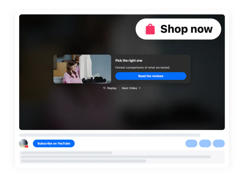 Shoppable & Product Videos — player with gallery and an offer