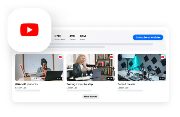 YouTube Channel — the profile header and a row of uploads