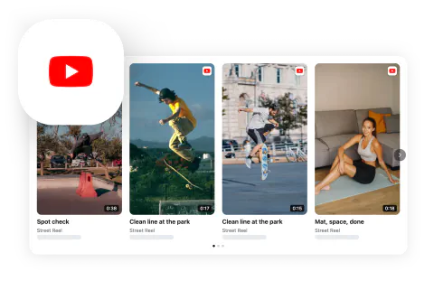 YouTube Shorts — vertical 9:16 cards in a carousel