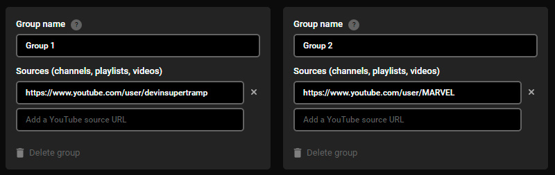 YouTube Several Groups