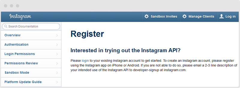 Instagram api token. Register Instagram. Instagram sign up.