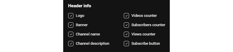 YouTube Gallery Header Info