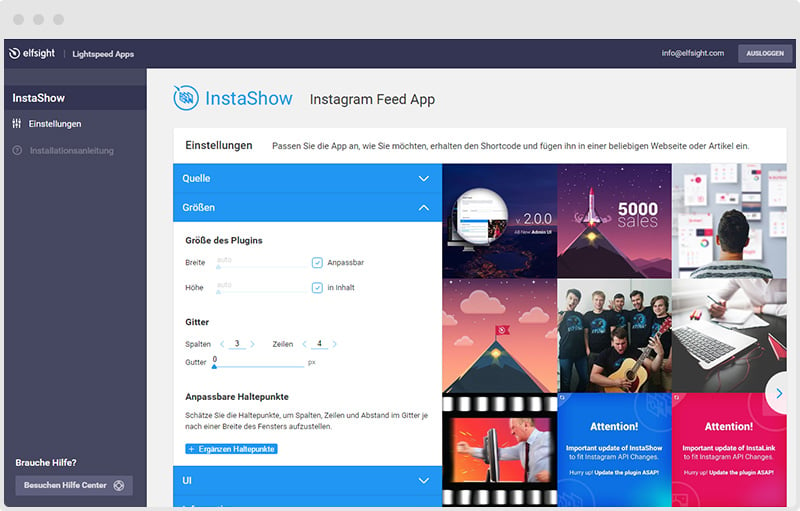 Instagram Feed Lightspeed Admin