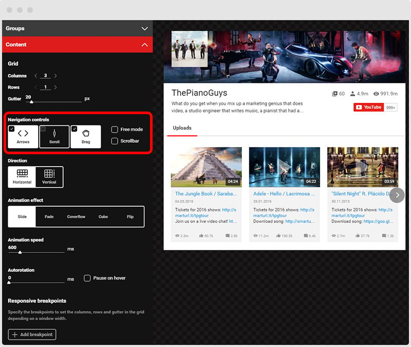 YouTube Plugin Navigation Controls