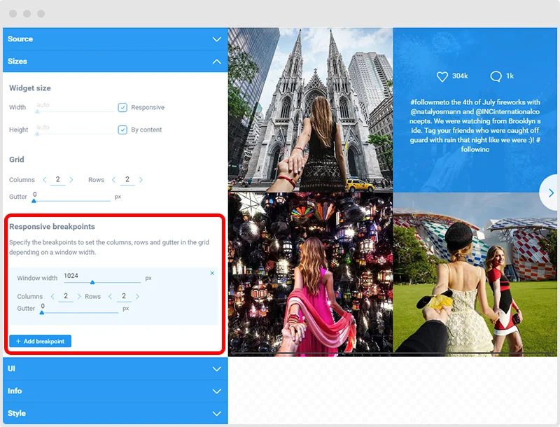 Instagram Feed Breakpoints Option