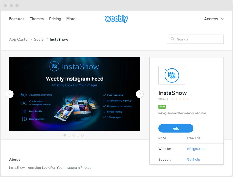 Instagram Feed Weebly Page