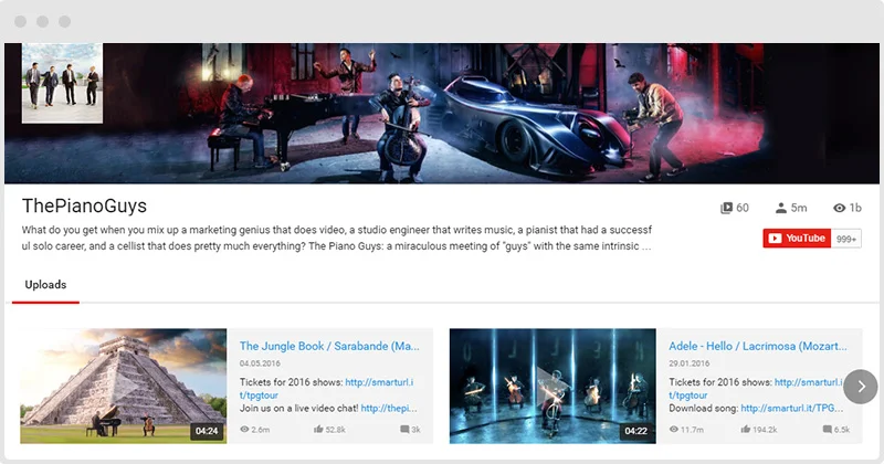 YouTube Plugin Horizontal Layout