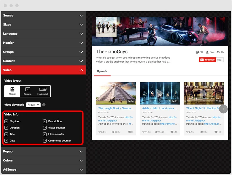 YouTube Plugin Video Info