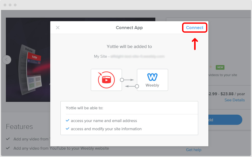 Connect YouTube App to Weebly
