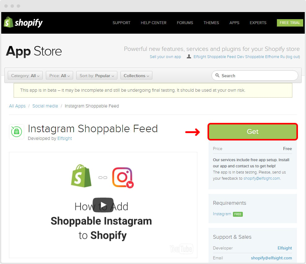 Get Shoppable Instagram Shopify