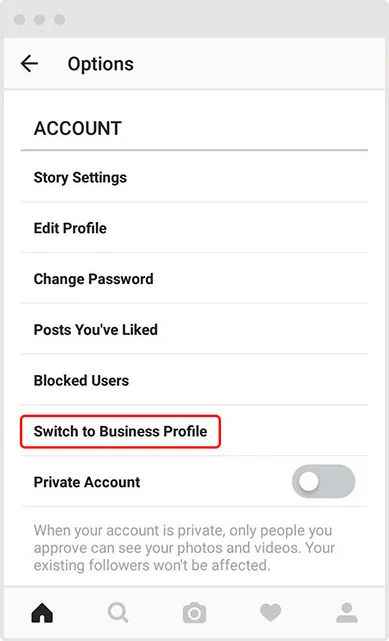 Switch to Business Profile