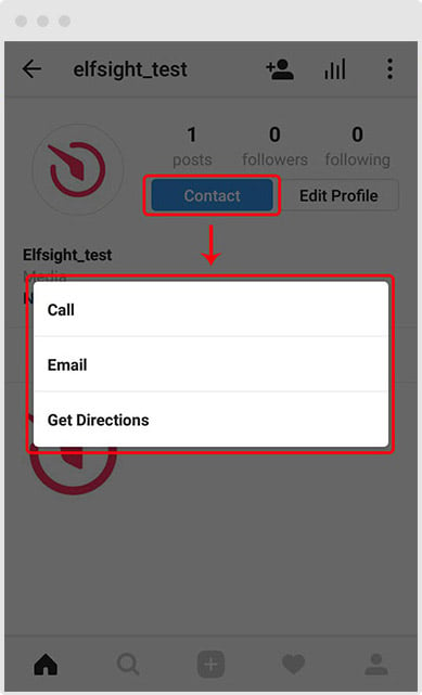 «Contact» Button in the Business Account