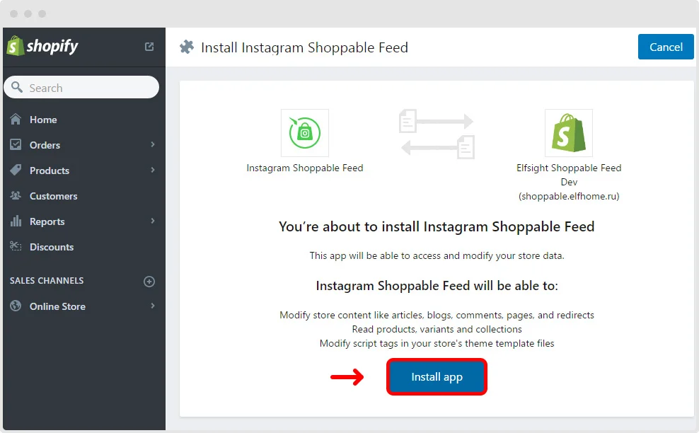 Install Shoppable Feed