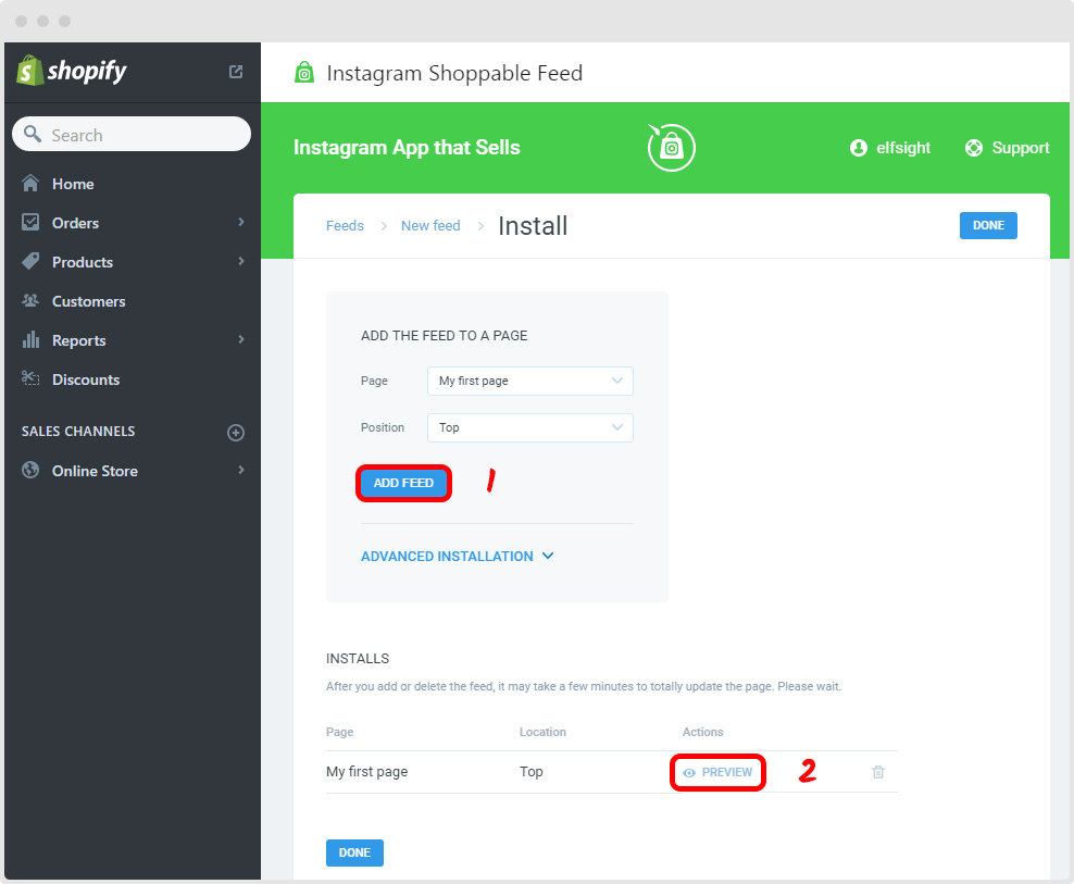 Shoppable Feed Installation