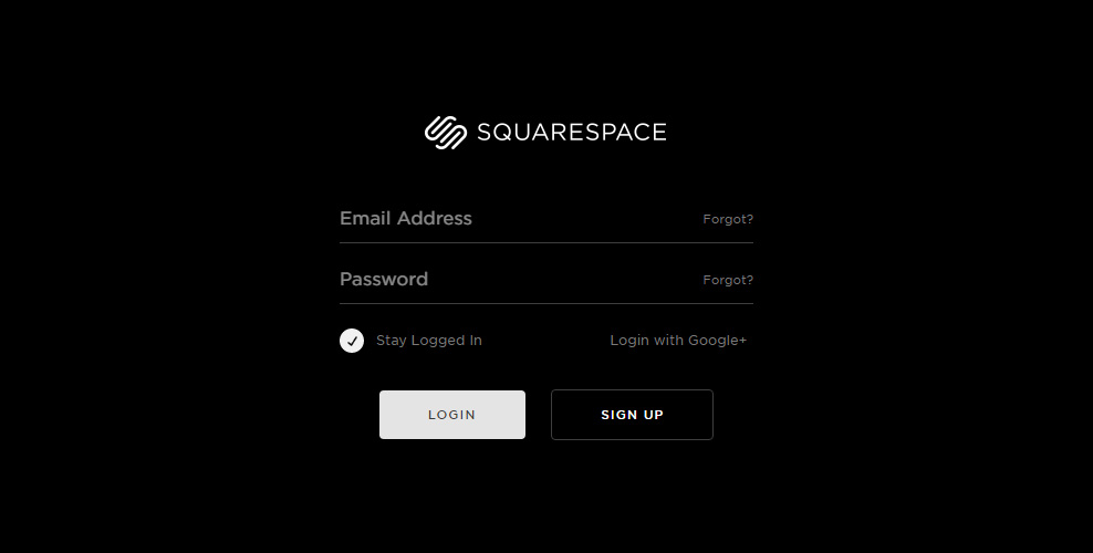 Log in to Squarespace