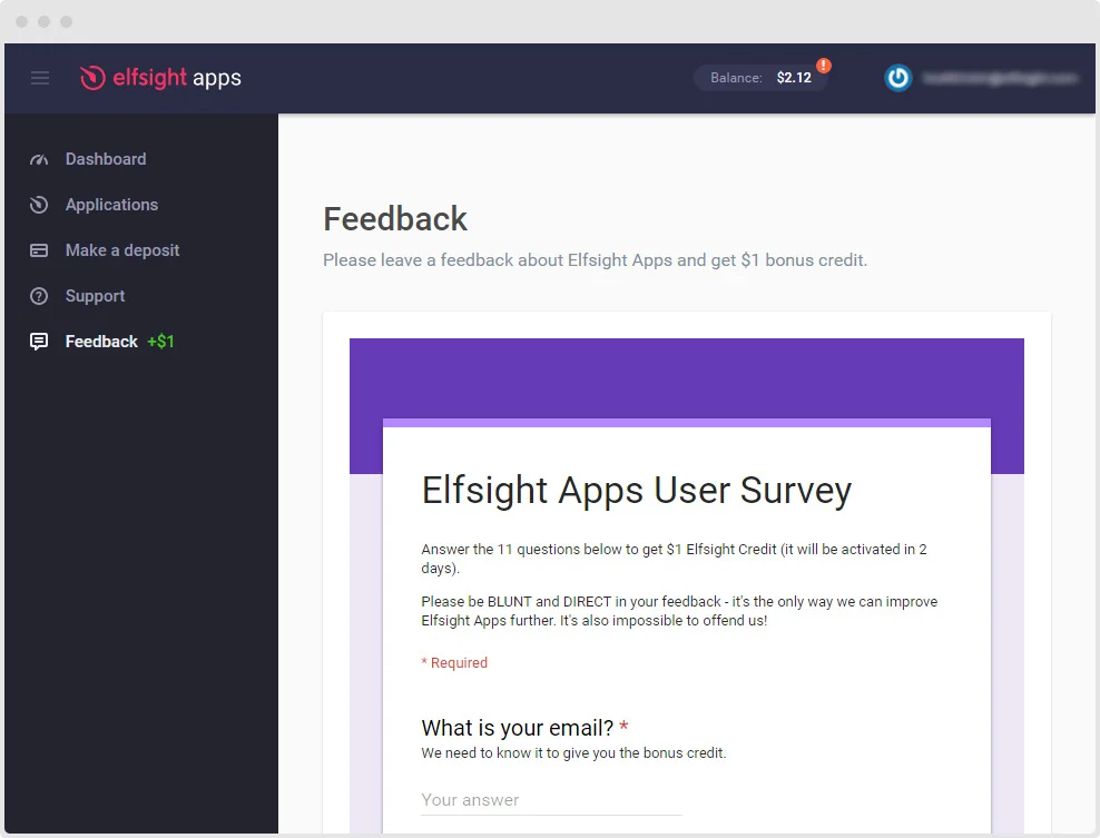 Elfsight Apps Feedback