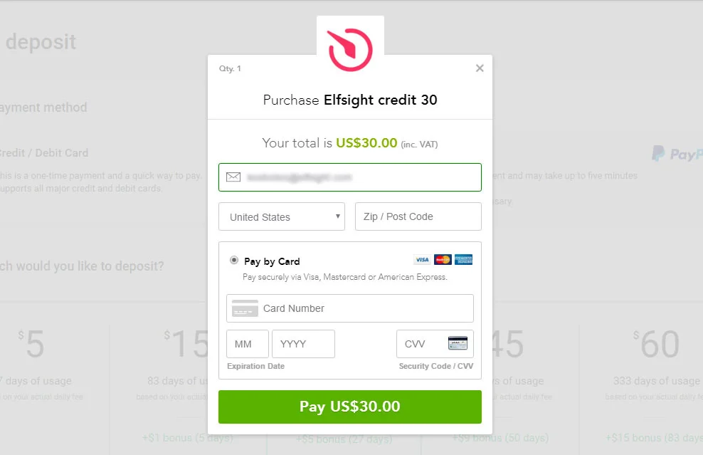 Elfsight Apps Card Payment