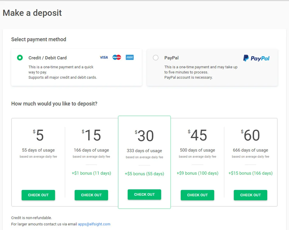 Elfsight Apps Make Deposit