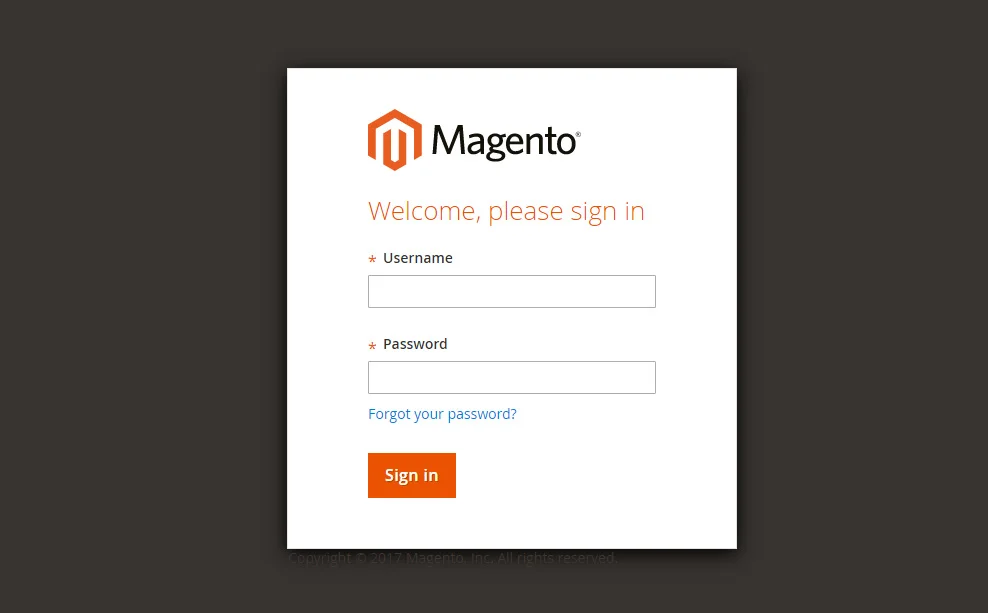 login in Magento admin panel