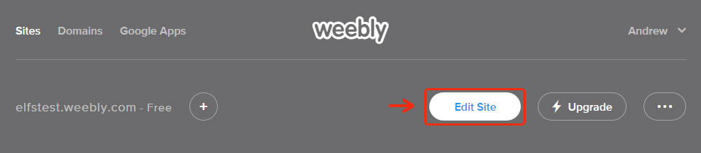 Open the Weebly website dashboard