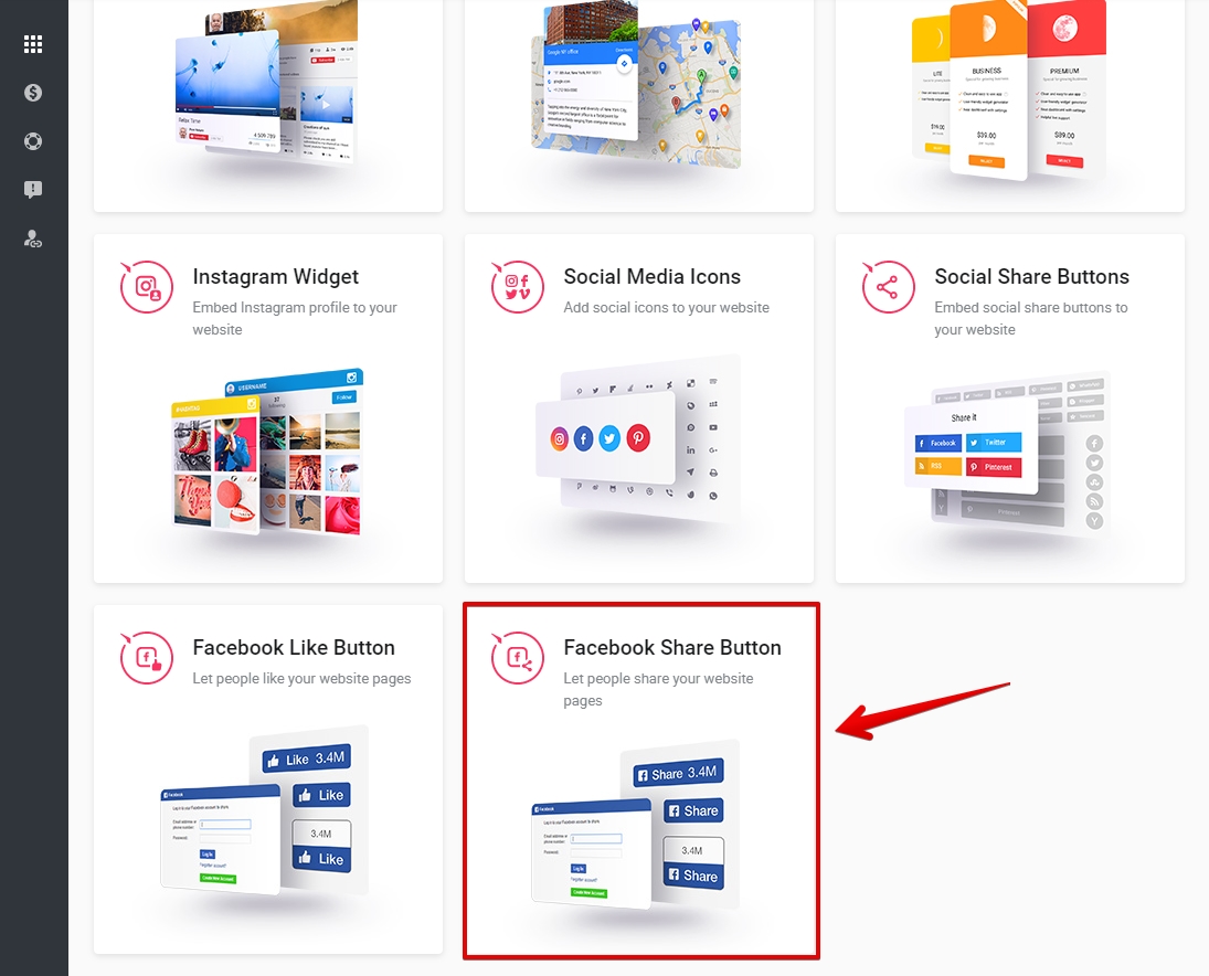 Select Facebook Share Button module