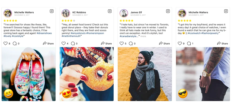 Examples of Instagram testimonials