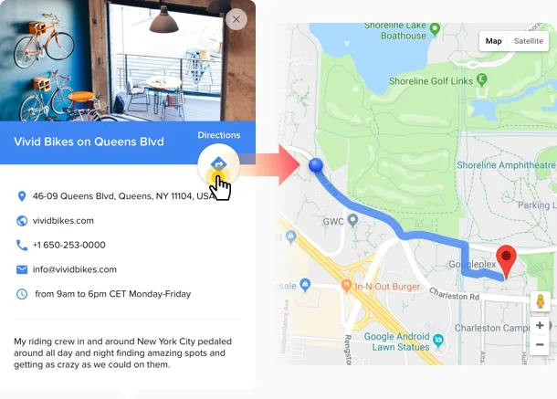 Google Map directions widget