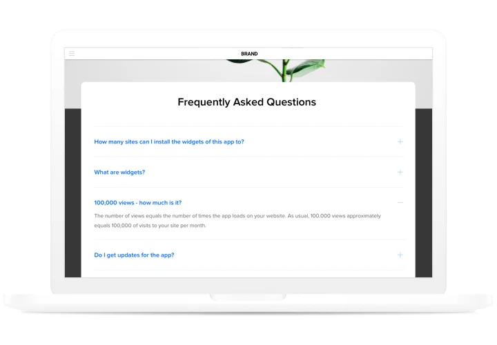 A FAQ block with a custom background