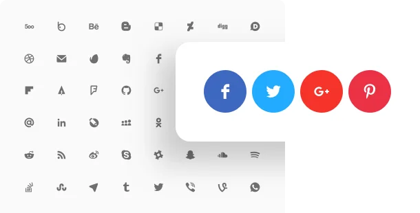 Embed social icons to your website for access to your account