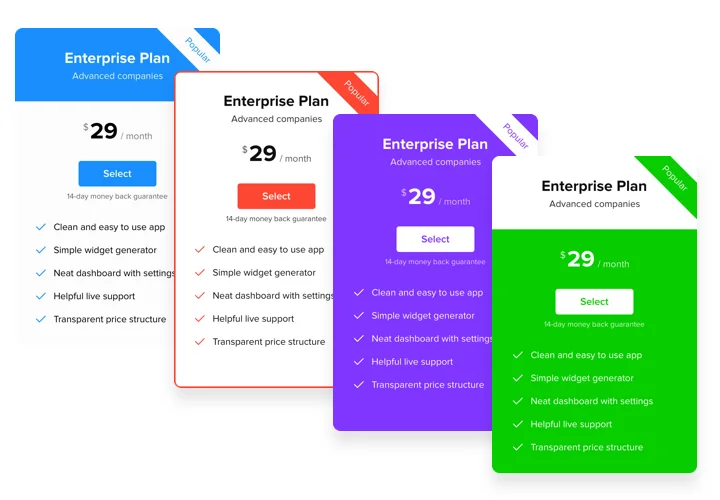 flat pricing table