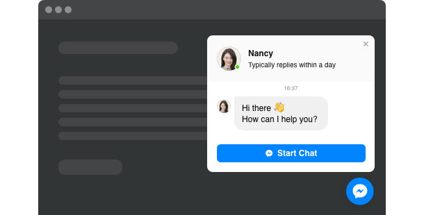 Let users contact you directly via Facebook Messenger right on your website