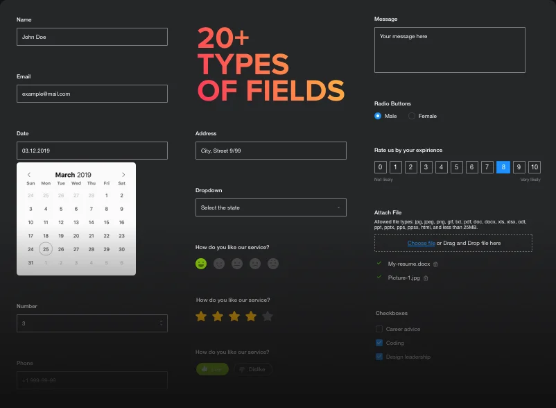 Flexible fields configuration