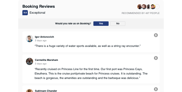 Display positive reviews on your place from Booking.com right on your website
