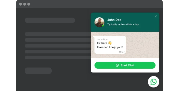 Give users a simple way to contact you via WhatsApp on your website
