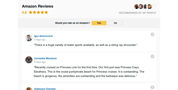 Reveal customer reviews on your products or store from Amazon right on your website