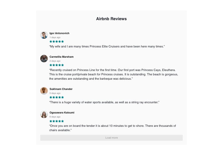 Widgets for Airbnb Reviews – WordPress plugin