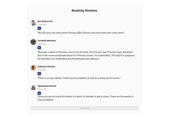 booking reviews